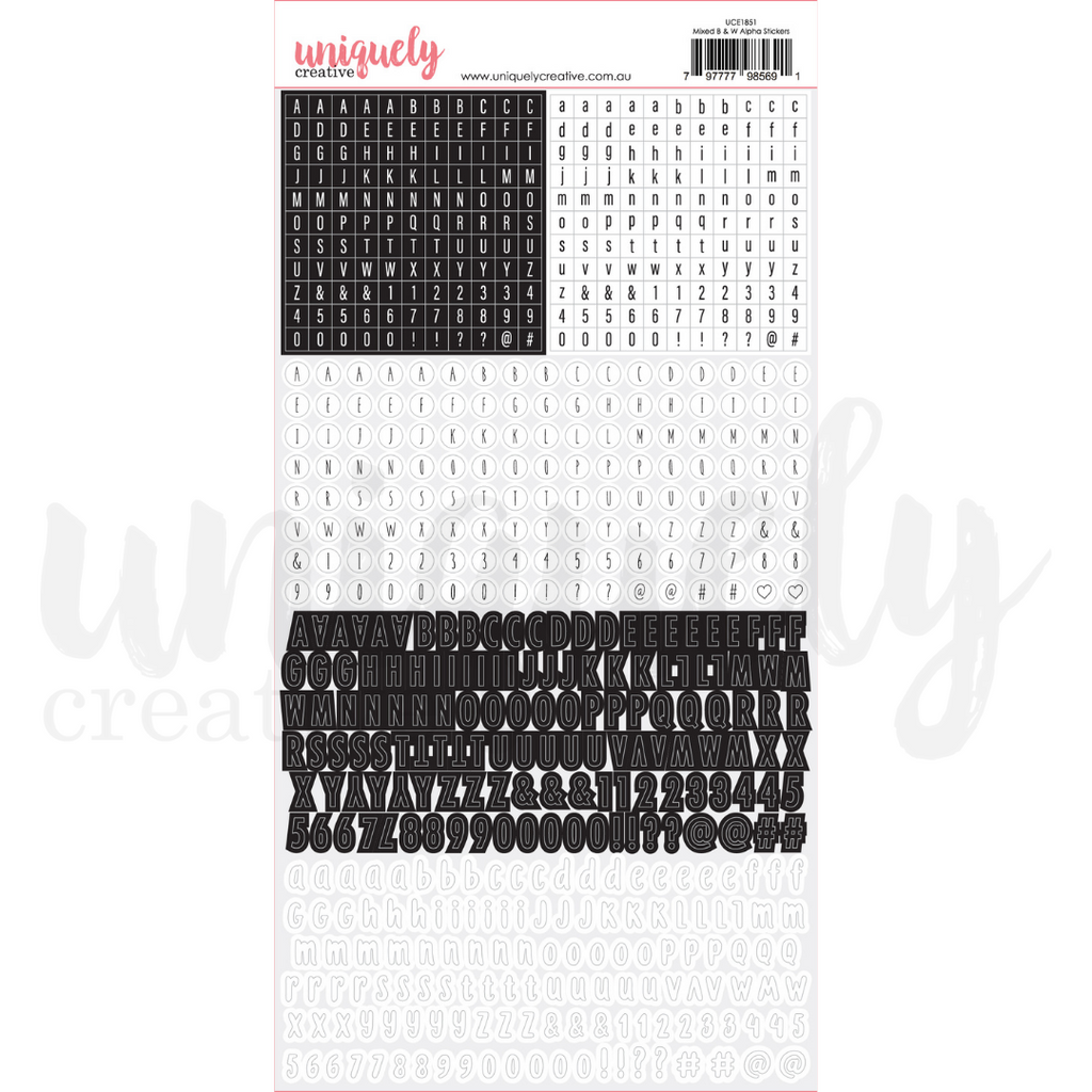Uniquely Creative - Alpha Stickers - Mixed Black/White