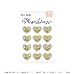 Cocoa Vanilla - These Days Gold Glitter Puffy Hearts