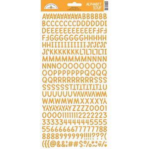 Doodlebug - Alphabet Soup Puffy Alpha Stickers - Tangerine