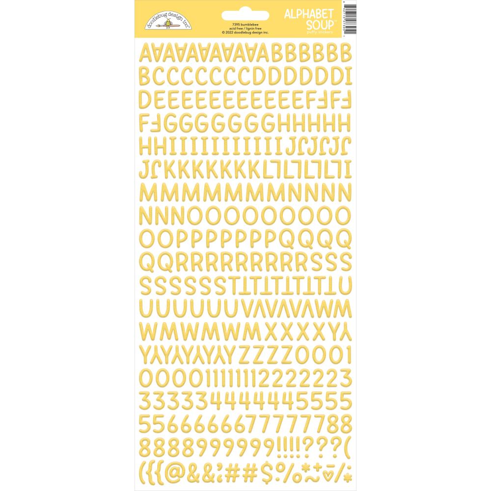 Doodlebug - Alphabet Soup Puffy Alpha Stickers - Bumblebee