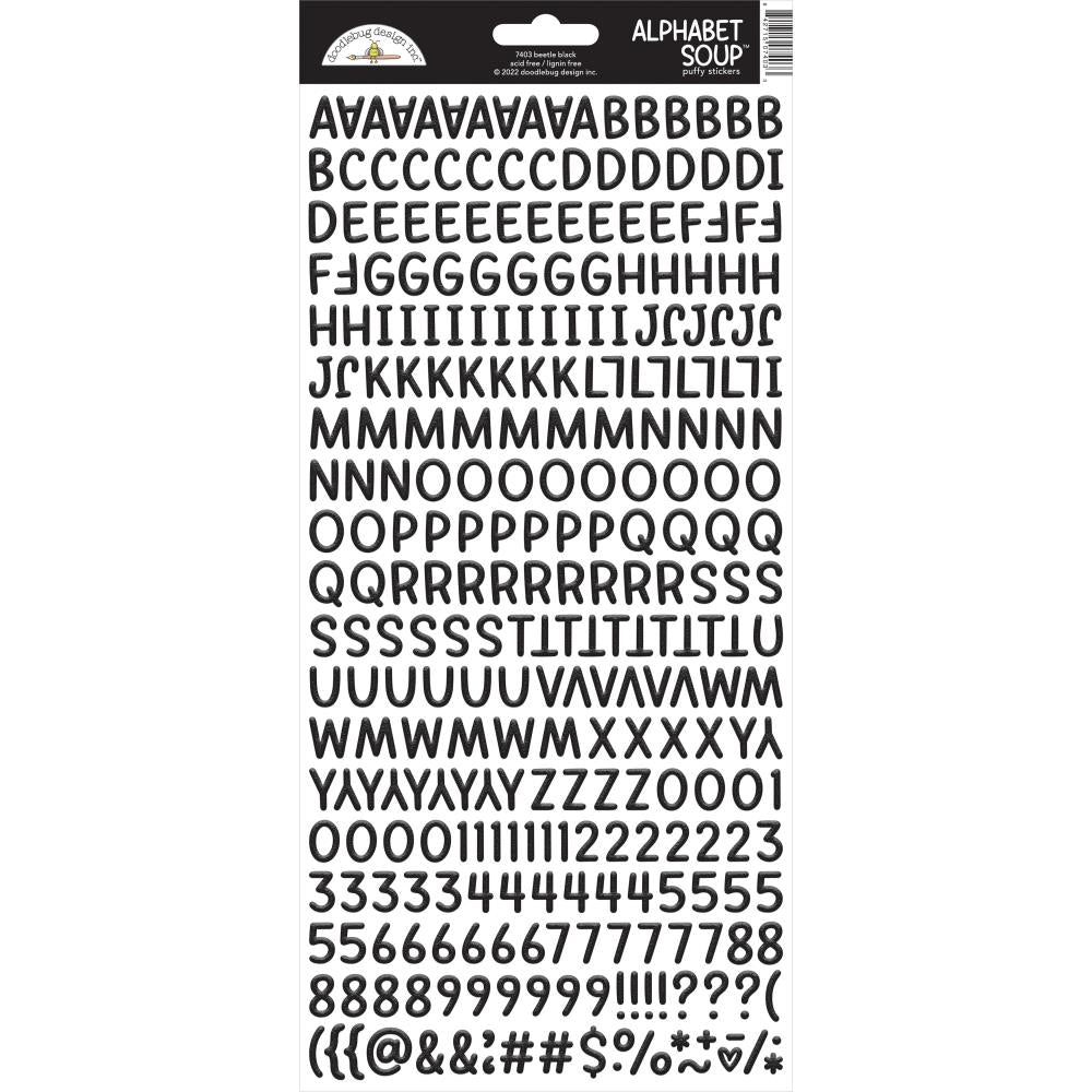 Doodlebug - Alphabet Soup Puffy Alpha Stickers - Beetle Black