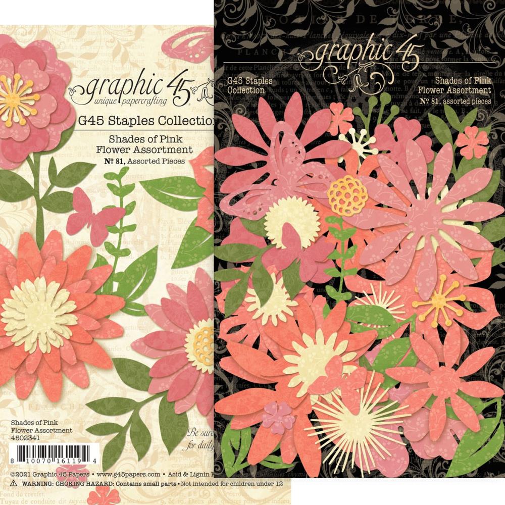 Graphic 45 Staples Flower Assortment - Shades of Pink