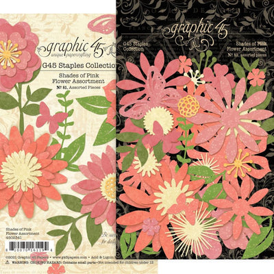 Graphic 45 Staples Flower Assortment - Shades of Pink