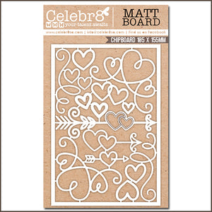 Celebr8 Matt Board - Swirls, Hearts & Arrows