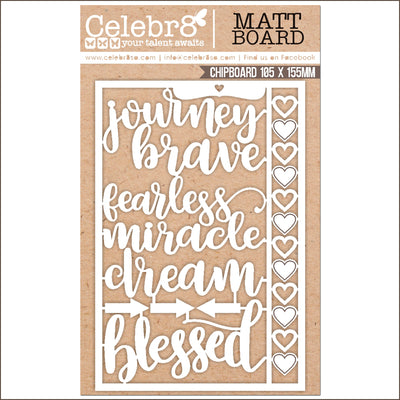 Celebr8 Matt Board - CHIPBOARD - Textures Word Card 3