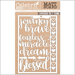 Celebr8 Matt Board - CHIPBOARD - Textures Word Card 3