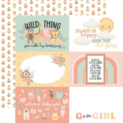 Echo Park - Our Baby Girl Paper - 6x4 Journaling Cards