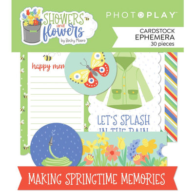 Photo Play - Showers and Flowers Cardstock Ephemera 30/Pkg
