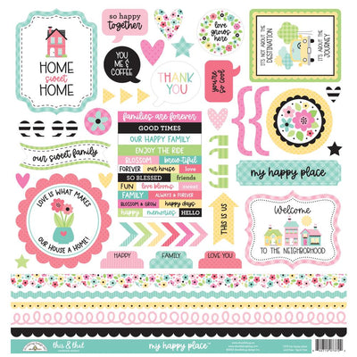 Doodlebug - My Happy Place This & That Sticker Sheet 12x12