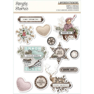 Simple Stories - Simple Vintage Winter Woods - Layered Stickers