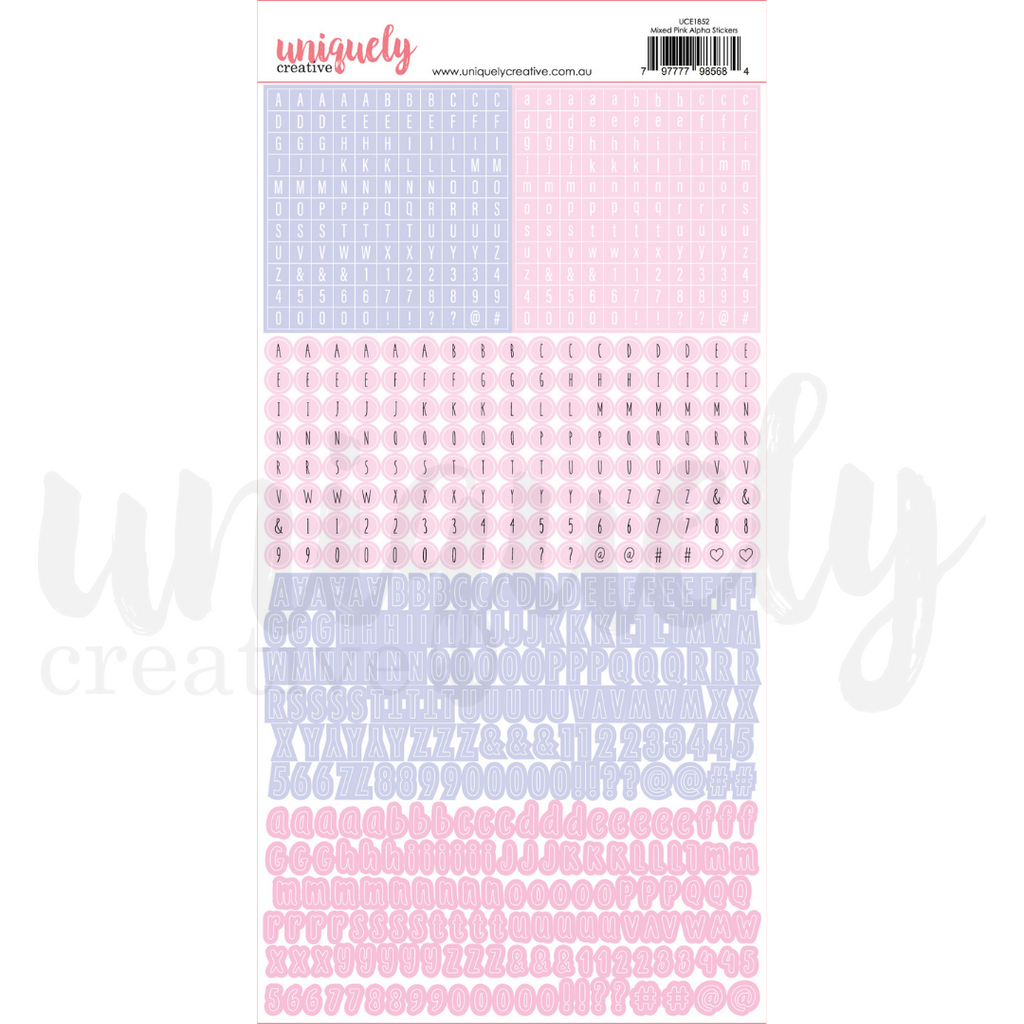 Uniquely Creative - Alpha Stickers - Mixed Pink