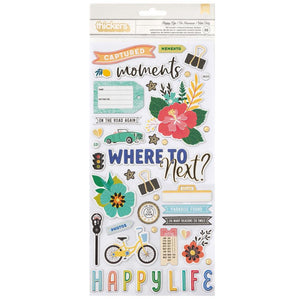 Vicki Boutin - Where to Next Thickers - Phrase - Happy Life - Chipboard 88/Pkg