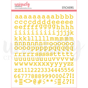 Uniquely Creative - Puffy Gold Alpha Stickers - Lowercase